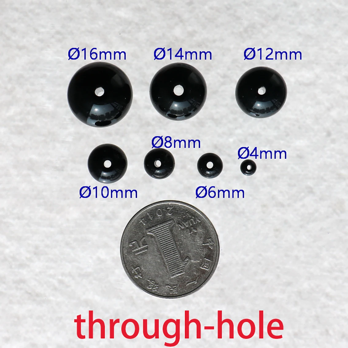 Dia 4 6 8 10 12 14 16mm Through-hole Black Glass Crystal Ball Decoration Ball for DIY Handmade Game Decorating Art Pieces
