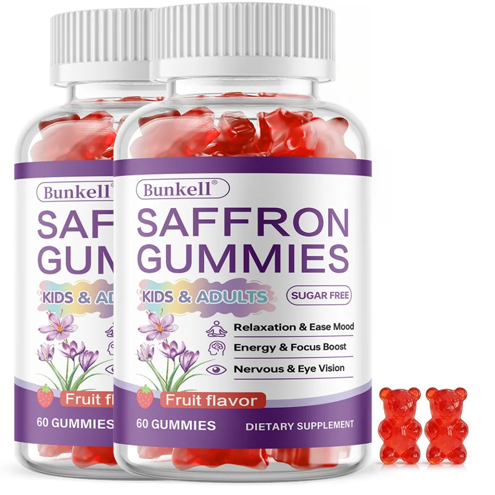 Saffron Gummies - Mood & Focus Support, Natural Saffron Supplement for Calm Energy & Mental Clarity, Vegan