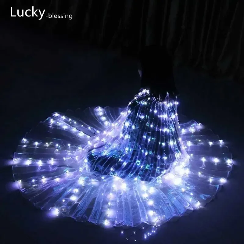 Alas de baile LED para adultos y niños, lámpara brillante con brillo de mariposa, disfraces de danza del vientre, Isis, Color fluorescente, para