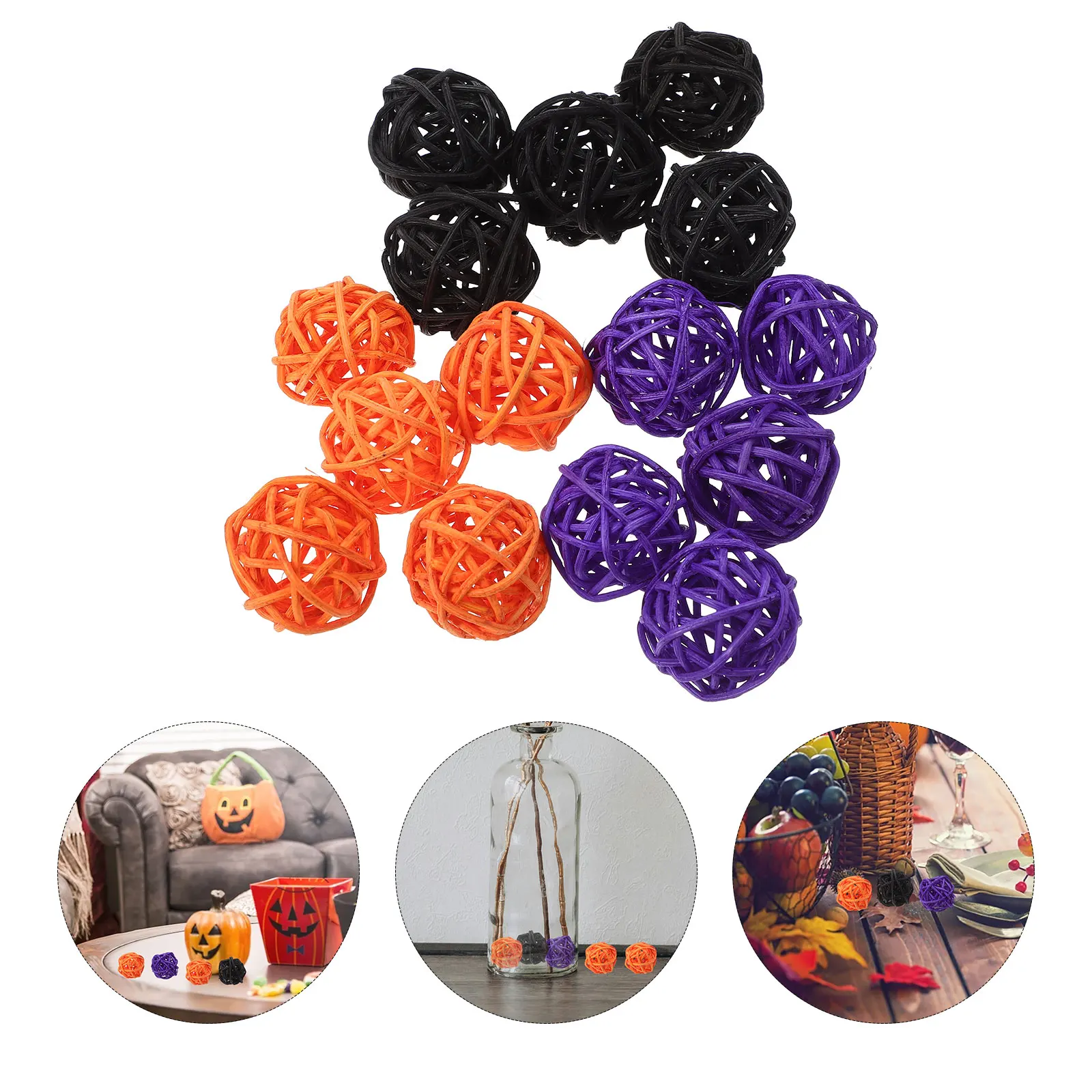 

60 Pcs Decorative Takraw Artificial Rattan Decoration Ball Wedding Table Filler Balls for Home Spheres Mother Woven Vase