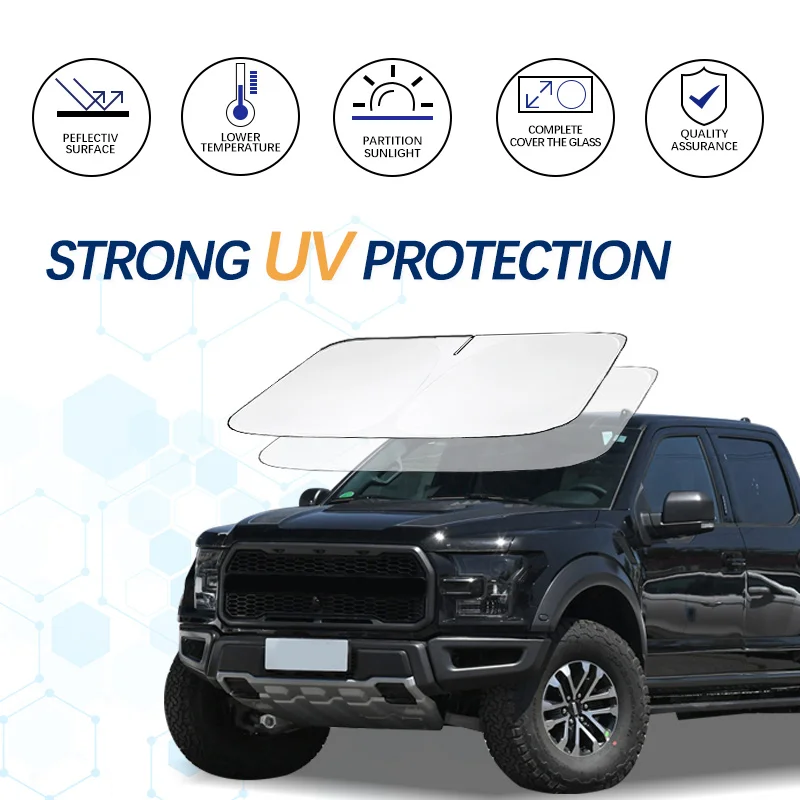 

Windshield Sun Shade For Ford Ranger F150 F250 F350 T6 Sunshade Sun Visor Protector Foldable Blocks UV Rays Keep Your Car Cooler