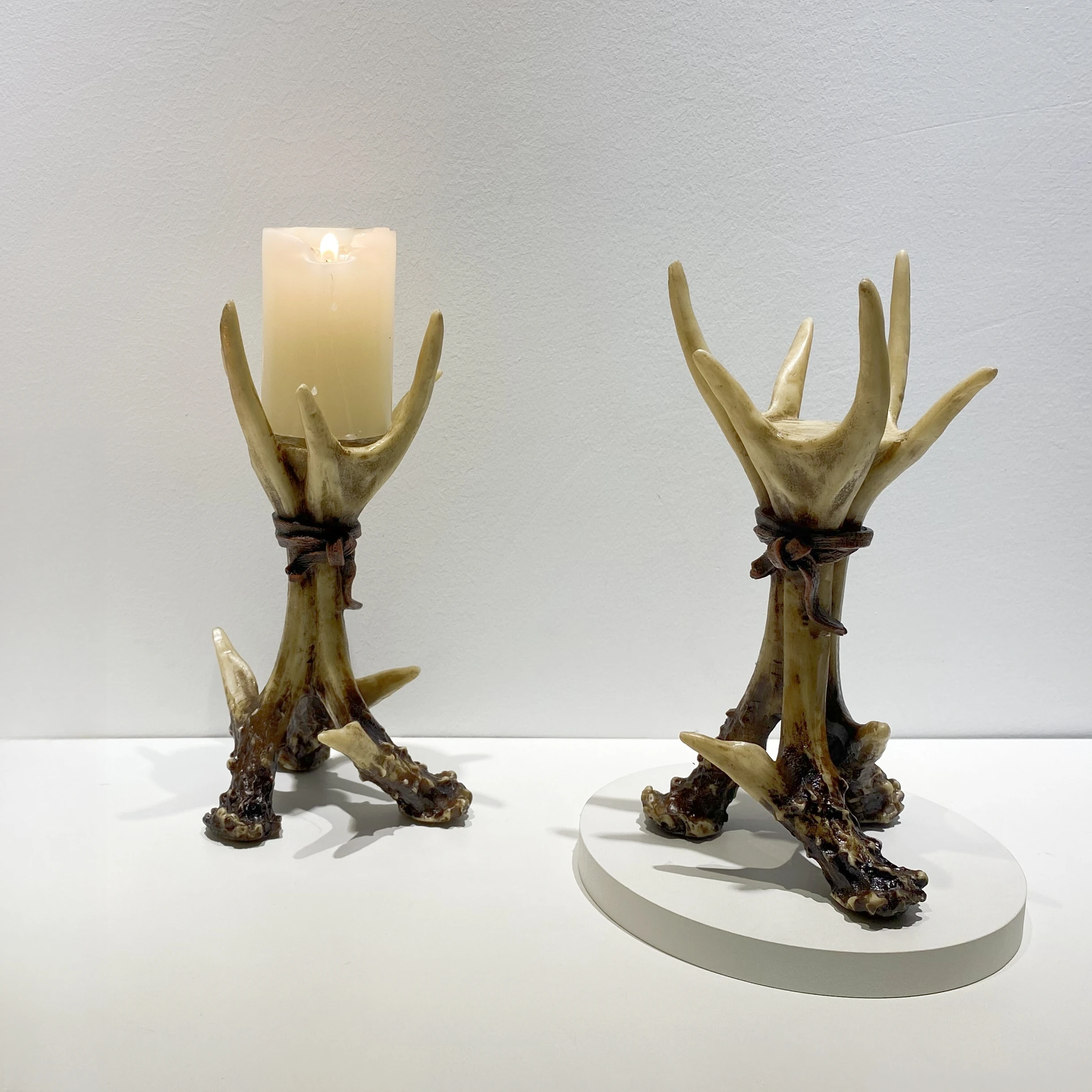Vintage Antler Candlesticks Resin Animal Candle Holder Antlers Deer Statue Home Decor Living Room Fireplace Christmas Decoration