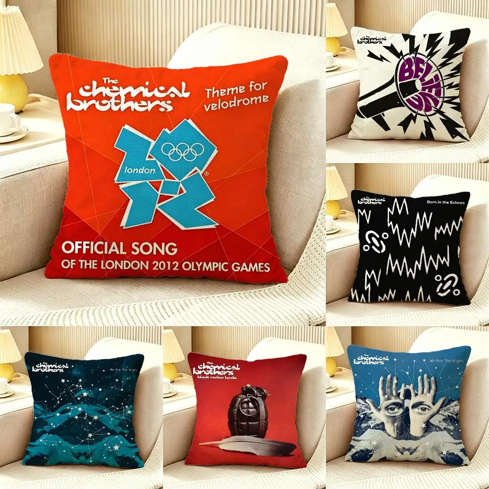 Band chemical brothers Cushion Cover Pillow Cover Nordic Minimalist Throw DoubleSided Print Cushion Case for Sofa Bedroom Decor