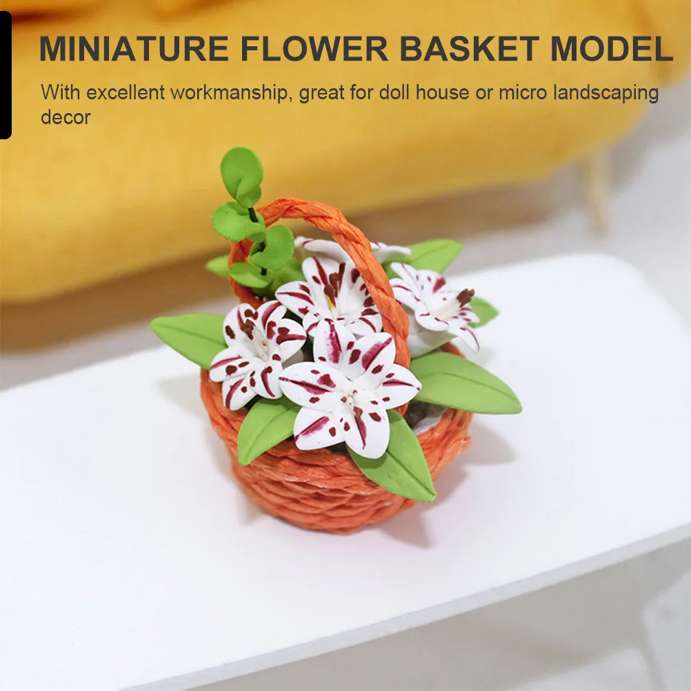 

Mini House Resin Flower Basket Small Size Lightweight Miniature Flower Basket Ornament Chic Micro Landscape Home Supplies