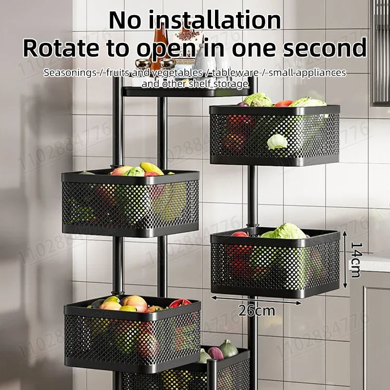 Square Kitchen Floor Rack Multi-Tier Multifunctional Removable Storage Rack Household Installation-free Storage Rack