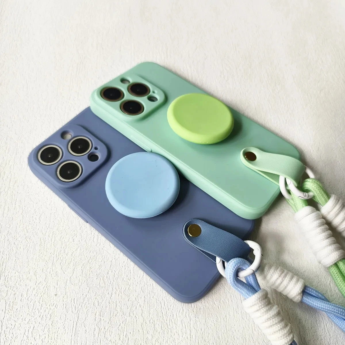 Lanyard Wrist Strap Stand Phone Holder Silicone Case for Iphone 15 14 13 12 11 Pro XS Max Mini XR X 8 7 6 6S Plus SE 2020 Cover