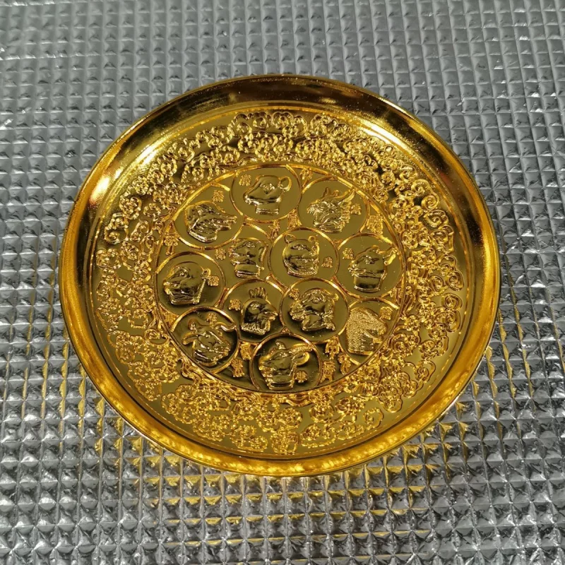 Copper Zodiac Commemorative Gold Plate Ornament, Antique Old Summer Palace Twelve Zodiac Animal Head Gold Plate Collectible for