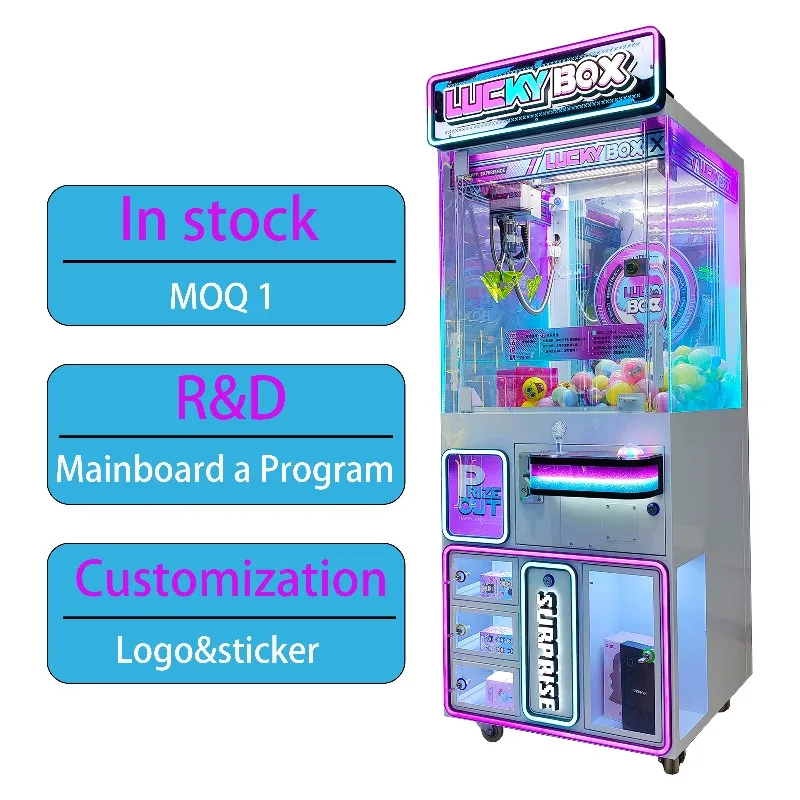 Custom 25-Inch Commercial Claw Crane Vending Machine Coin Operated Games with Lucky Box Candy Toy and Bill Acceptor