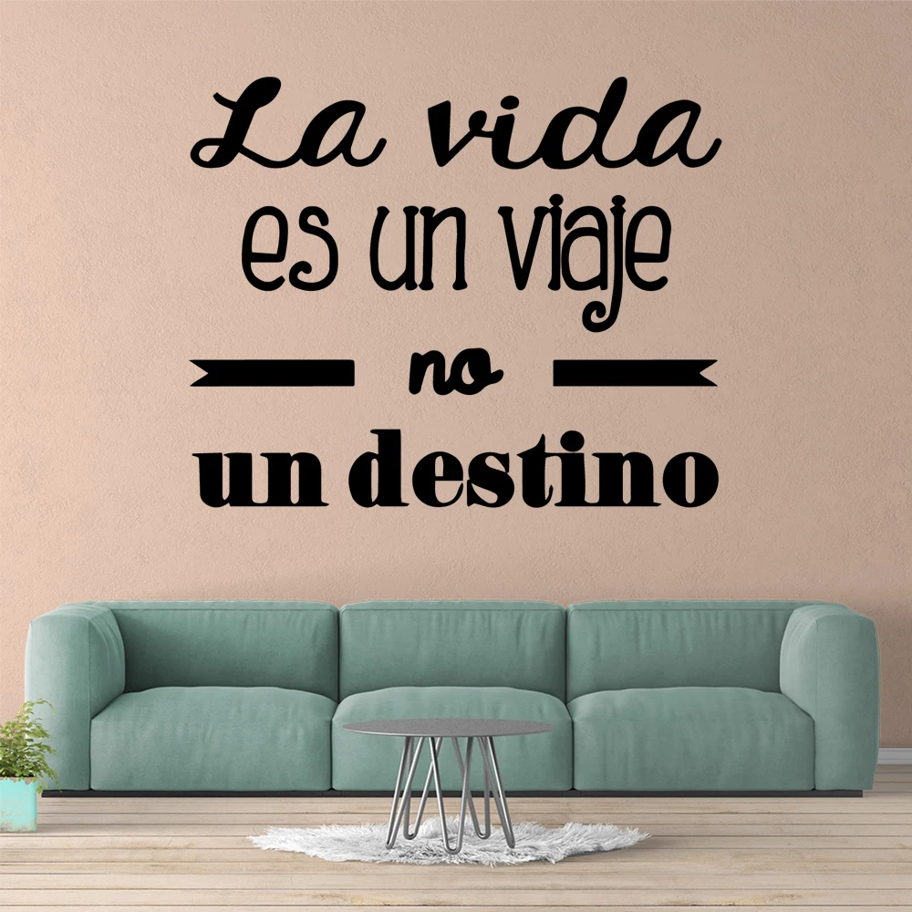 1 pc la vida es un viaje Spanish text Wall Sticker Removable Wall Stickers Diy Wallpaper For Kids Rooms Diy Decoration Wall Art