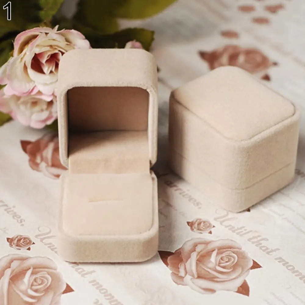 Rings Box Velvet Jewelry Box Display Holder Ring Earrings Necklace Display Storage Organizer Case Wedding Jewelry Packaging Box