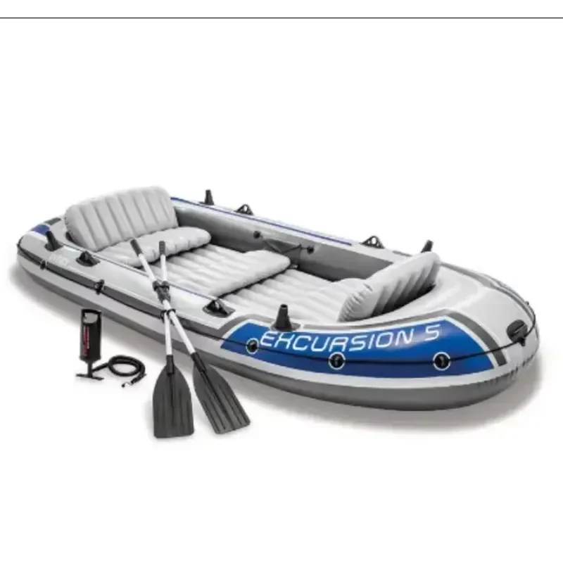 Intex Thickened and Wear-resistant Inflatable Rubber Boat 4-5 People Kayak Fishing Rafting Rowing Boat