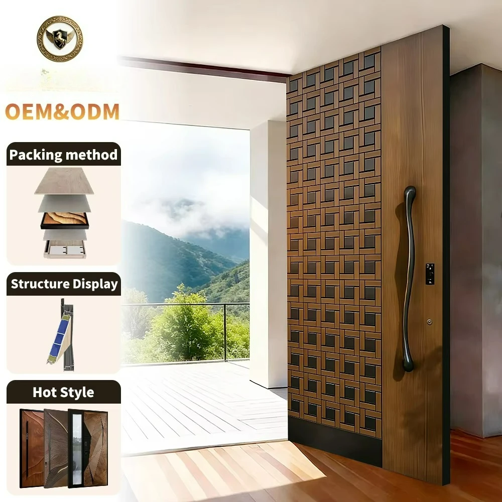 OEM PSL Luxury Custom Wooden Residential Home Villa Entrance Security Front Entry Exterior Cast