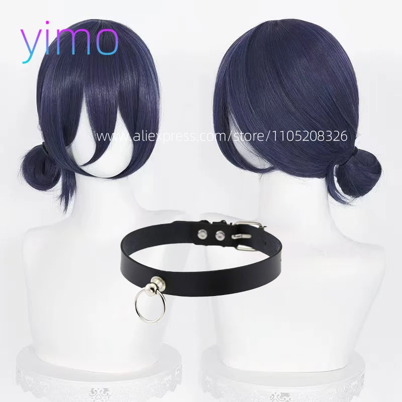 Anime Reze Cosplay Wig 45cm Purple Wig With Choker Anime Cosplay Costume Women Reze Wigs Heat Resistant Synthetic Hair