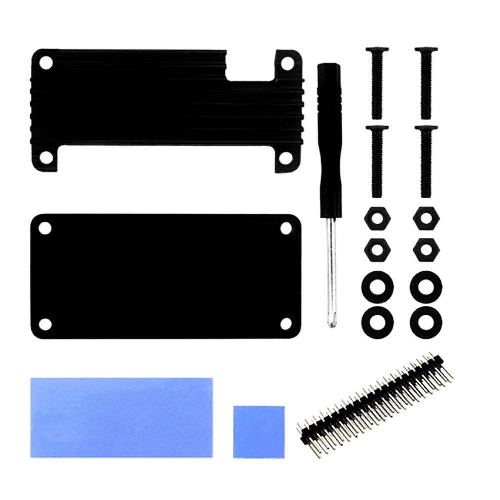 

Aluminum Alloy Shell for Raspberry Pi Zero/Zero W/Zero WH 2W Heatsink Passive Cooling Enclouse Black Pin Header