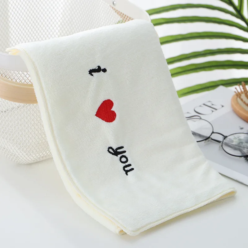 High-density Coral Velvet Towel Microfiber Beauty Soft Bathroom Towels Comfortable Facial Embroidery Craft Towel Friend's Gift