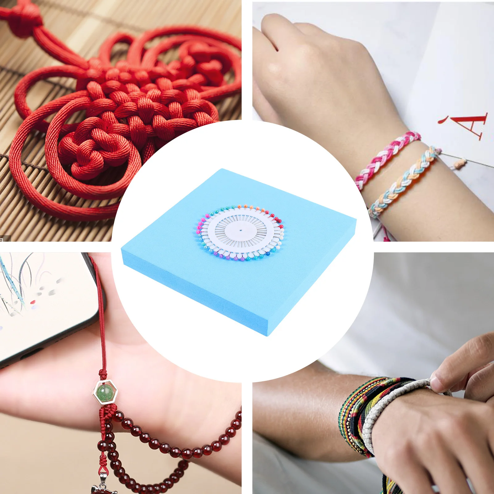 

1 Set 15Cm Square Braiding Board With Positioning Pins Weaving Plate For Diy Bracelet Jewelry Making Craft Kumihimo Disc Tool