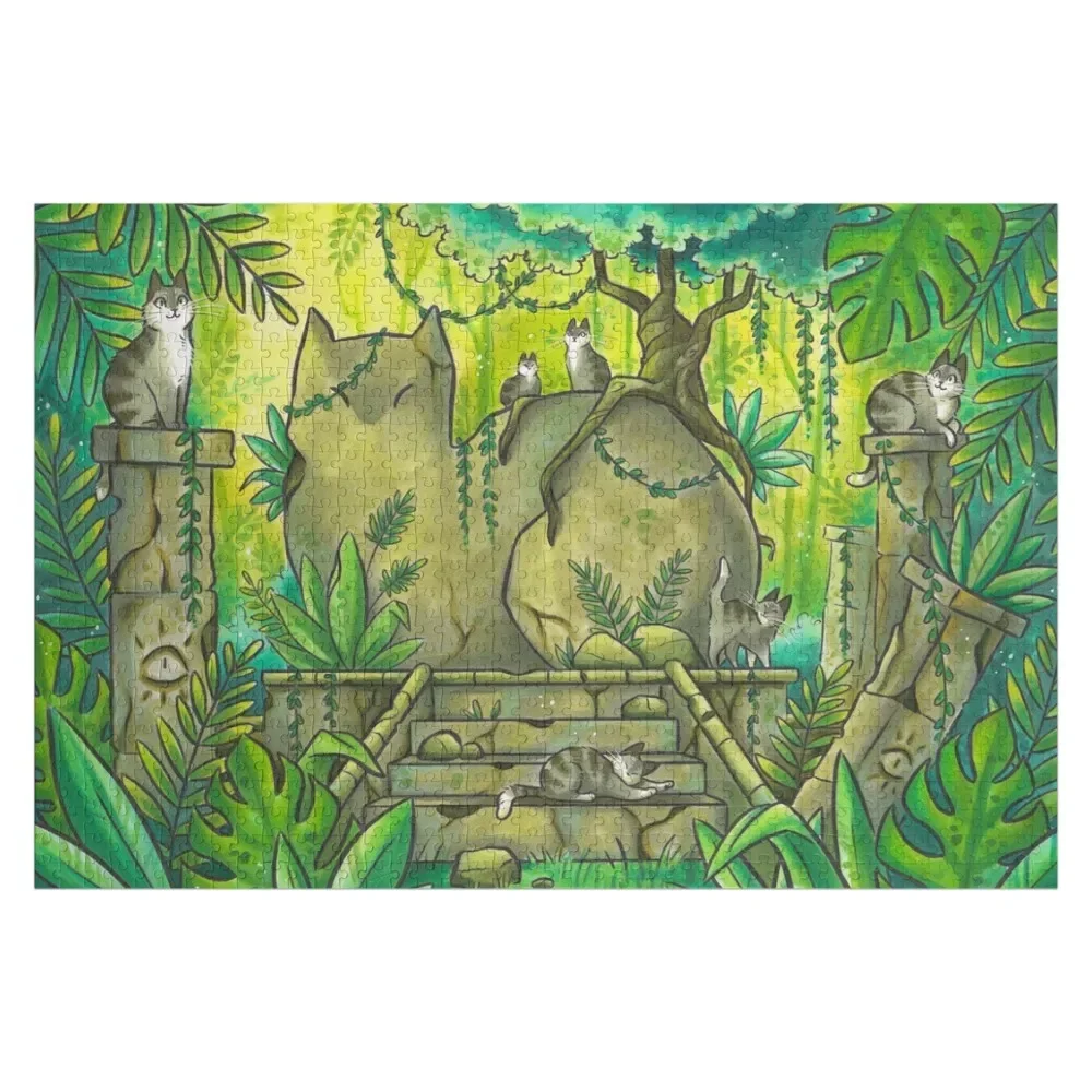 

Jungle Cat Ruins Jigsaw Puzzle Children Wooden Boxes Puzzle