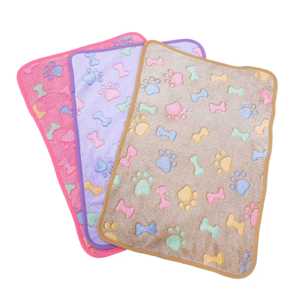 

3Pcs Pet Blanket Soft Fleece Small Size Warm Cozy Bed for Puppy Kitten Dogs Cats Washable Cute Pattern Dog Blankets Washable
