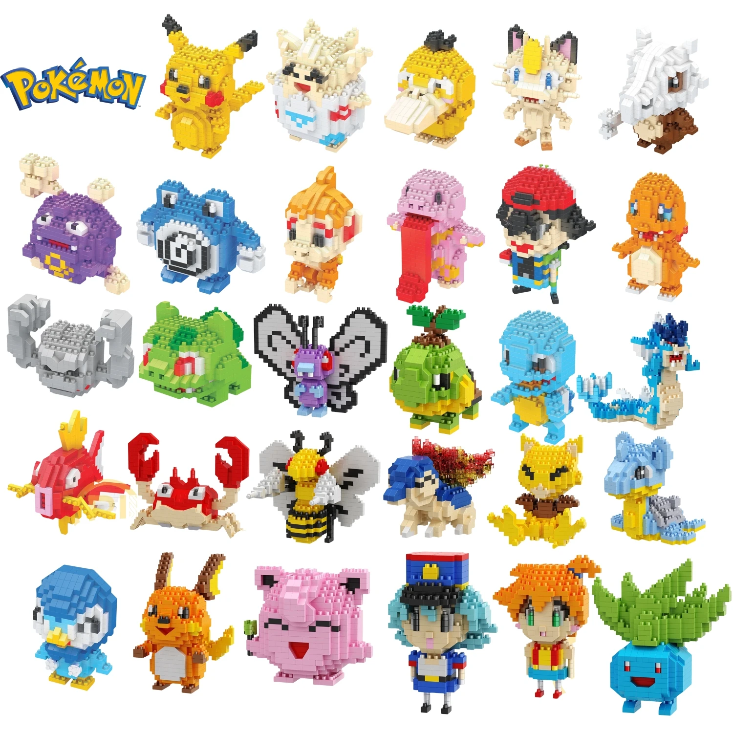 Pokemon Mikro-Bausteine Marowak Jigglypuff Gengar Mudkip Piplup Raichu Gyarados Pikachu Mini-Figuren – Detail 3