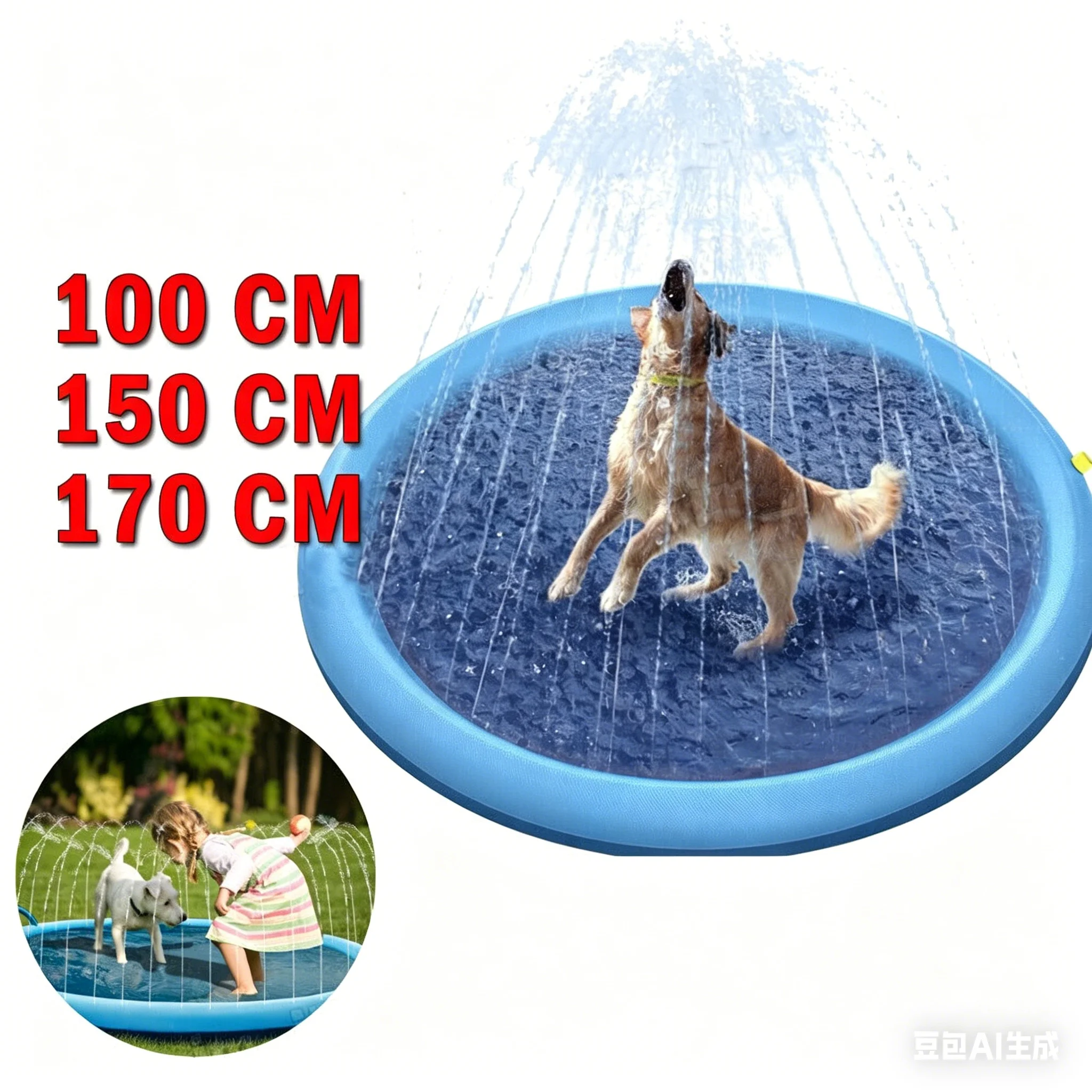 170CM Sprinkler Play Mat Water Toy Dog Pool Beach Splash Pad Game Centre Spray