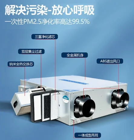 350 m³/h ERV Total Heat Recovery Ventilator, Energy‑Saving Fresh Air System with G4 Primary Filter for Home & Office