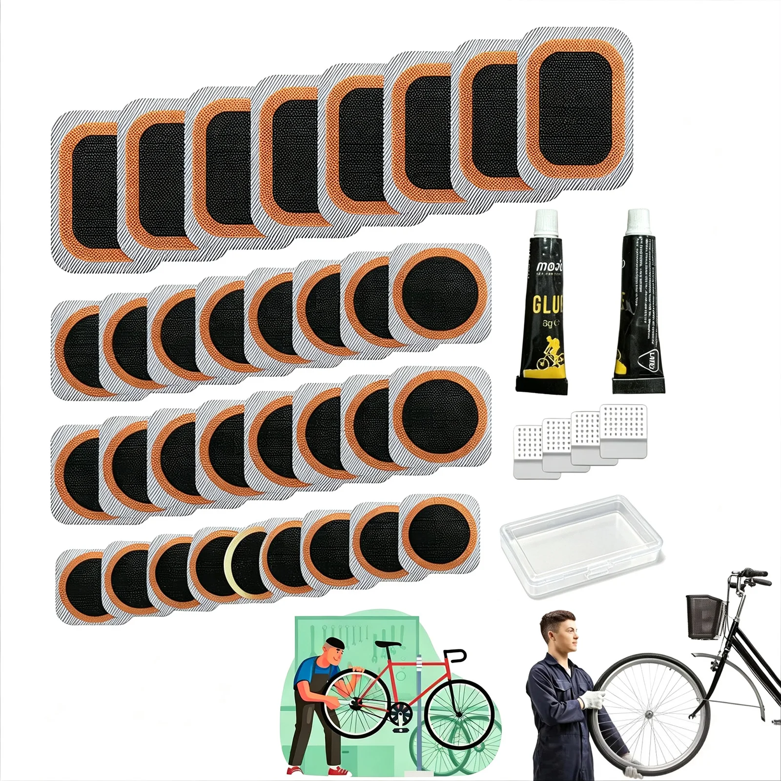 Universal Bicycle Tyre Repair Kit Lightweight Vulcanising Patches for Inflatable Rubber Tyre Daily Puncture Maintenance