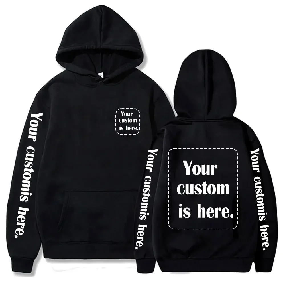 Customize Your Own Designed Print Hoodie Women Men Fall Winter Casual Top Solid Color Pullover Street Personality Sweatshirts