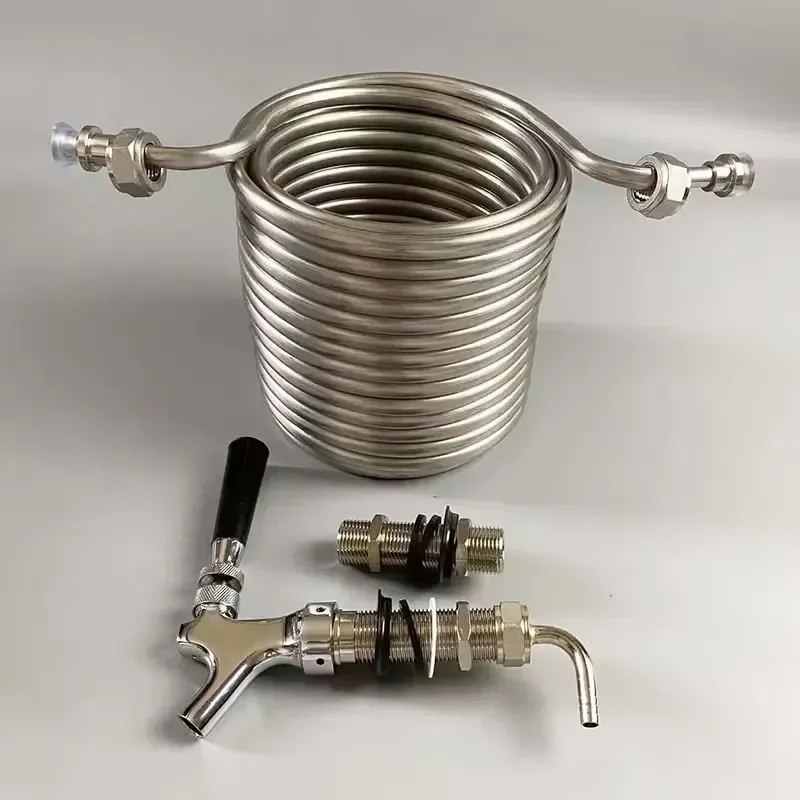 304 Stainless Steel Beer Cooling Coil 80mm Long Shank Draft Beer Tap Faucet Dispenser Set for Home Bar Kegerator