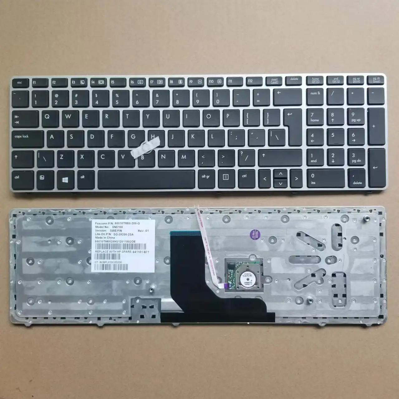 New English Keyboard For HP 8560P 8560B 6560B 6560 Series US Laptop Keyboard With Point Silver Frame SG-39200-2SA SN5108