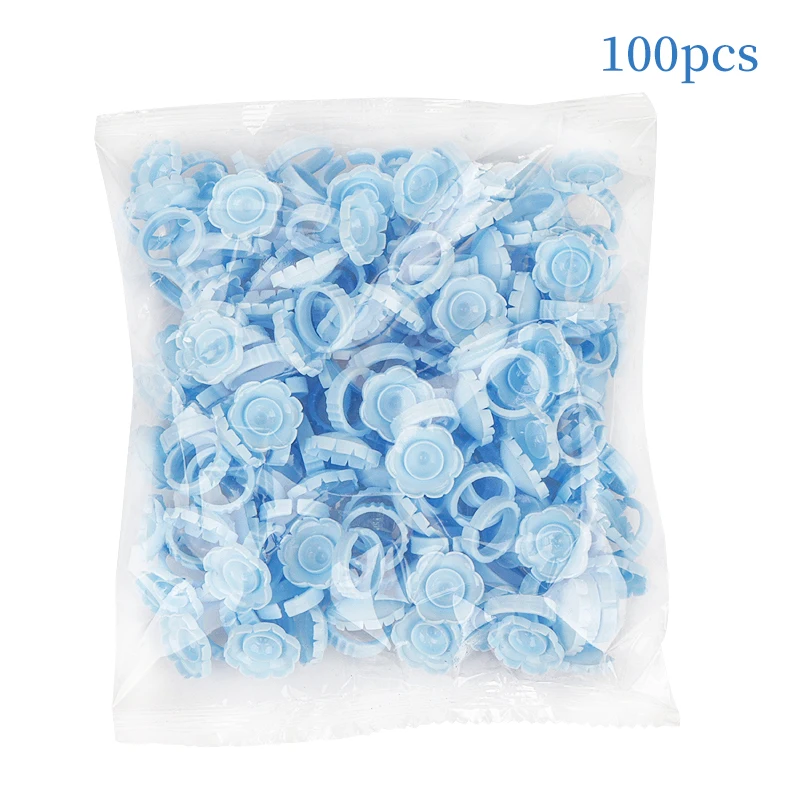 100 Stück Einweg-Wimpernverlängerungs-Kleberinge, Tattoo-Pigmentbehälter, Blumenförmige Becher, Wimpernlifting-Make-up-Werkzeug – Detail 3