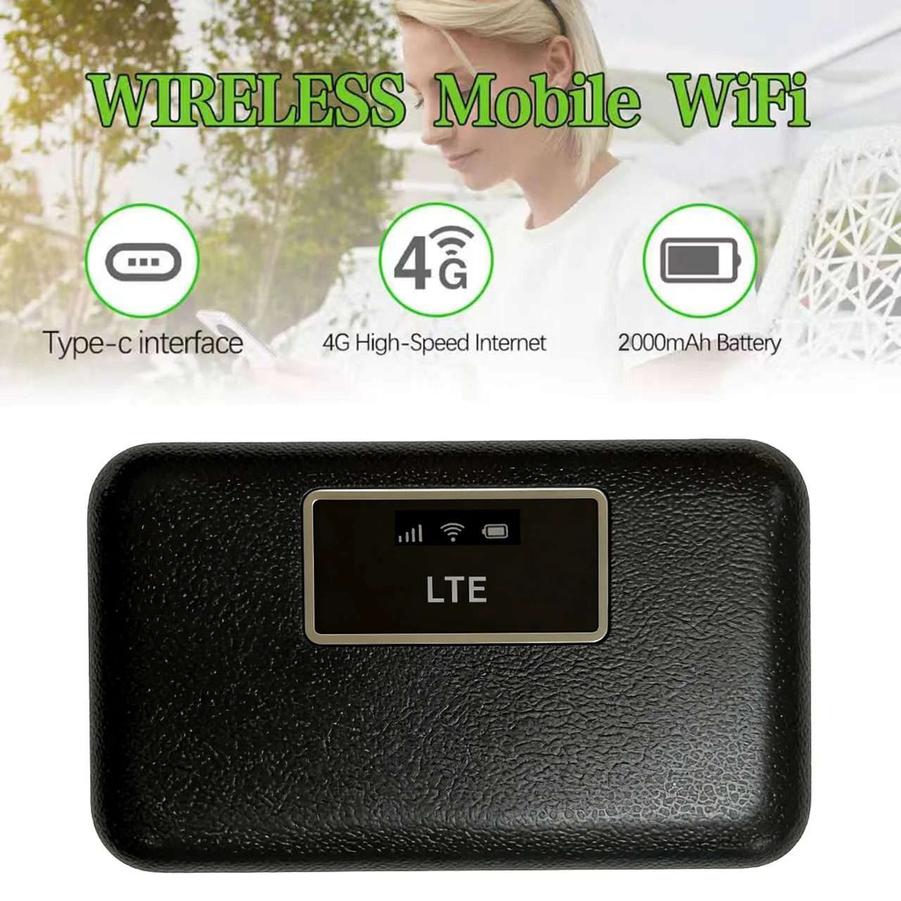 

Portable 4G LTE Wi-Fi Router:300 Mbps,2000mAh Battery,Compatible with the Following Bands: B1 B3 B5 B7 B8 B20 B38 B39 B40 B41