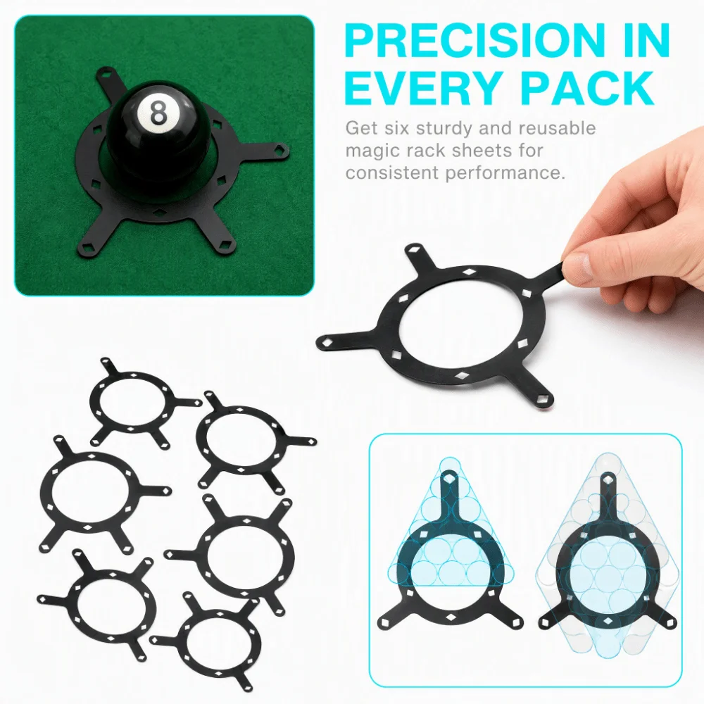 6Pcs Film Billiard Pendulum Sheet Precision Marking Reusable Billiard Kick Off Sheet Billiard Positioning Film Pool Game