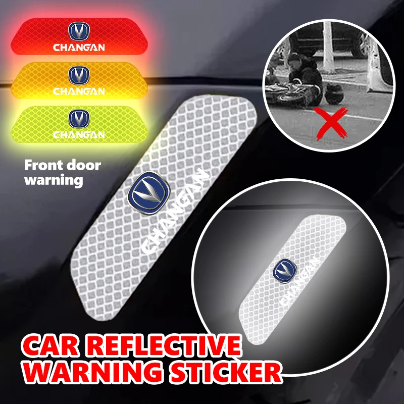 For Changan Uni-V Uni-K Uni-T CS75 CS55 Car Front Door Reflective Warning Sticker Night Anti-collision Waterproof Decal With CHA