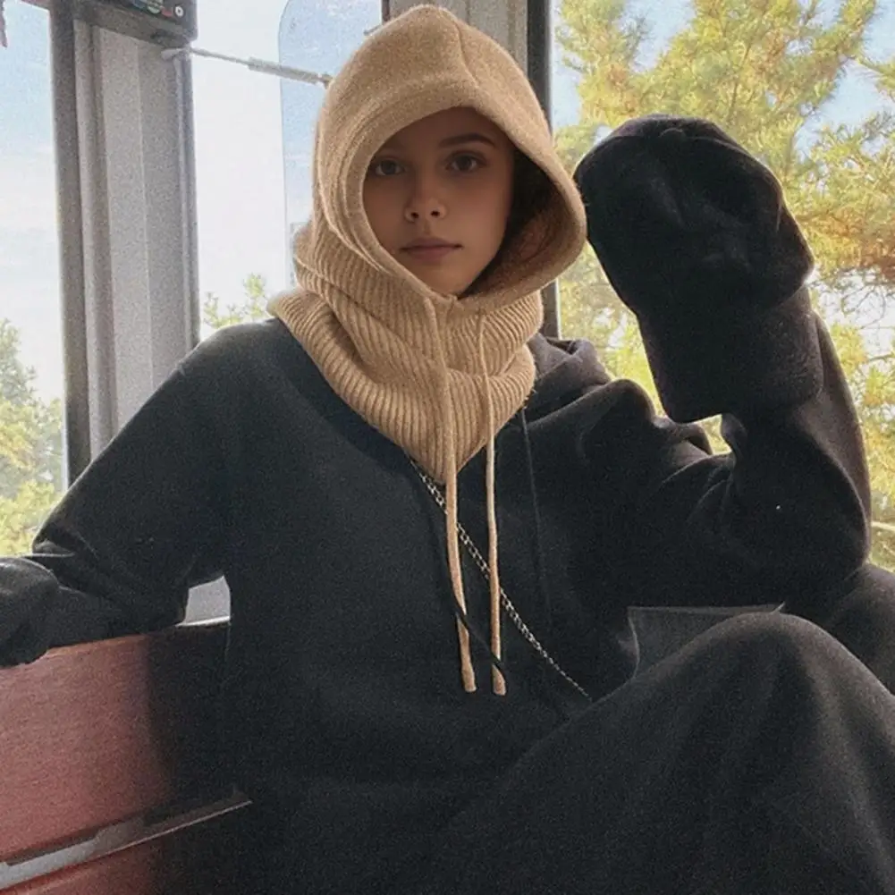 

Вязаная шапка унисекс, шарф, акриловая шерстяная зимняя шапка, зимний шерстяной шарф, шапка с регулируемыми ремнями, теплые гетры для езды на велосипеде на открытом воздухе