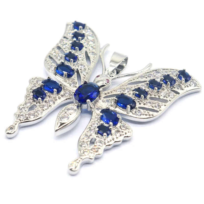 46x45mm SheCrown Eye Catching Big Butterfly Size Blood Ruby Tanzanite Aquamarine Peridot Tourmaline CZ Silver Pendant 6