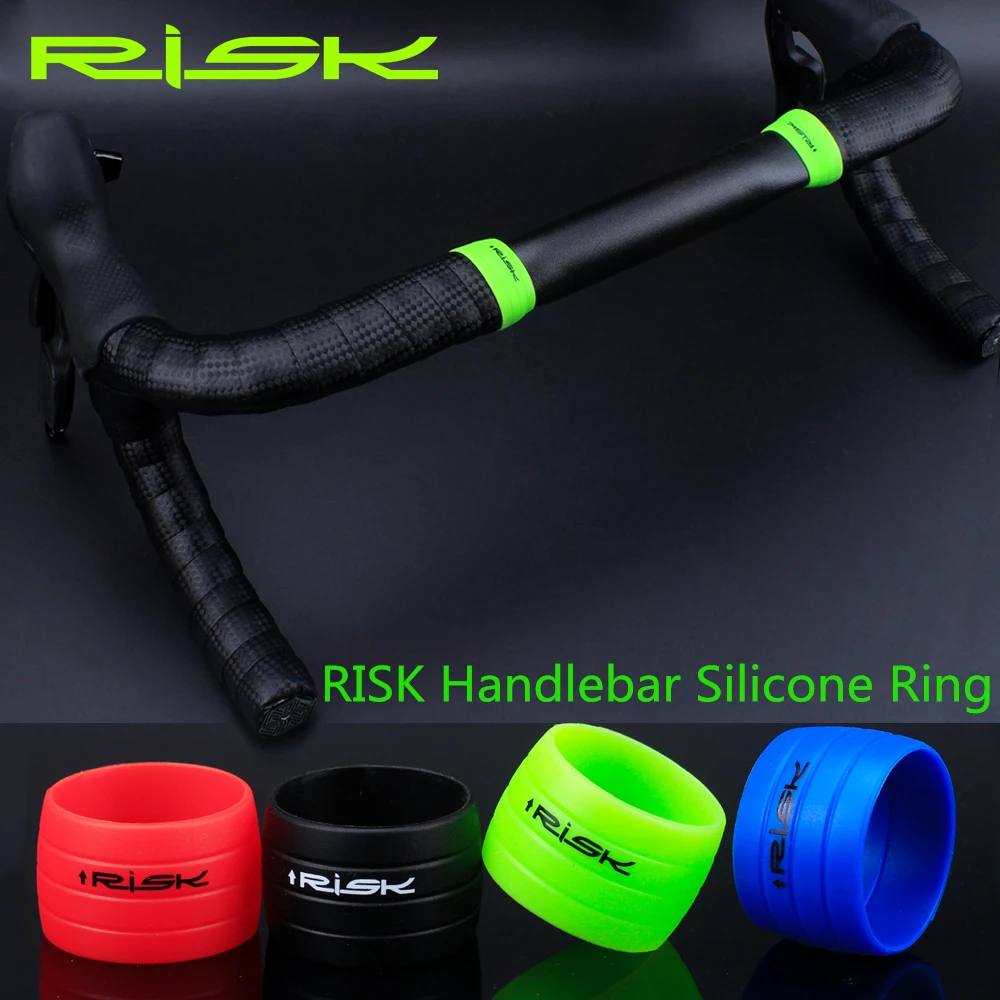 

RISK 2pcs Anti-Slip Silicone Road Bike Handlebar Tape Fixed Ring Grip Wrap Elastic Sleeve Protective Cover
