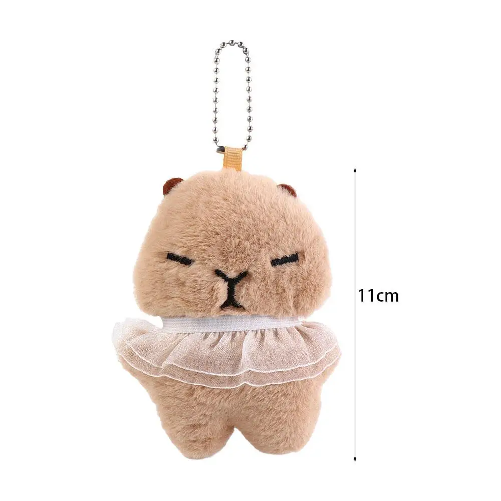 Lovely Cartoon Tutu Capybara Keychain Soft Plush Stuffed Plush Doll Keychain Toys Guinea Pig Pendant Backpack Decor