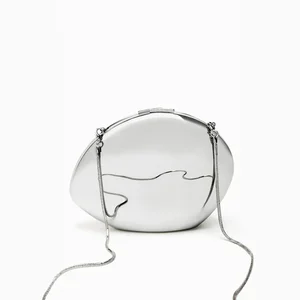 Silber- und Goldmetall -Tasche für Frauen, kleine Taschen, Nachtkupplung, Griff, Hochzeitsfeier, Markentaschen, süß 8 Main Salve Silver Sales für die Ehe - №5