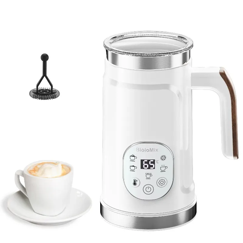 

Upgraded 5-in-1 LED Touch Screen Milk Frother for Lattes & Coffee, Hot And Cold Foam Maker
