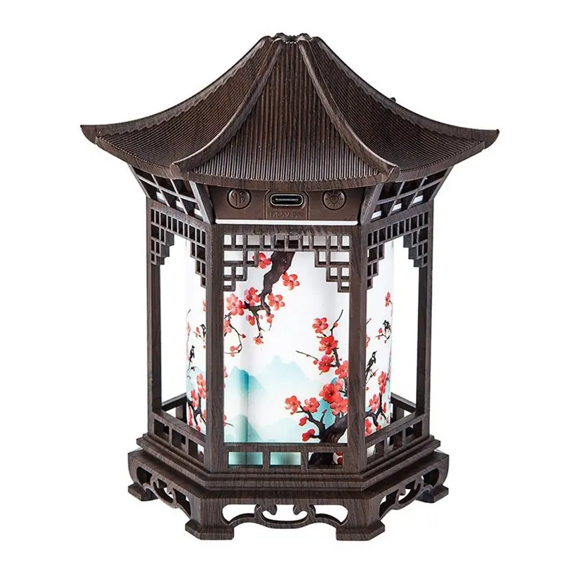 [Heavy Duty】 Vintage Chinese Pavilion Air Humidifier Essential Oil Diffuser LED Night Light Mist Maker Home Decor Gift