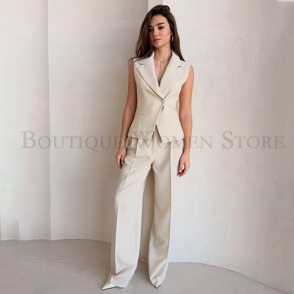 

Летние женские костюмы: модный комплект из жилета с пикообразным воротником на одной пуговице и брюк, индивидуальный пошив, стильный жилет-пиджак