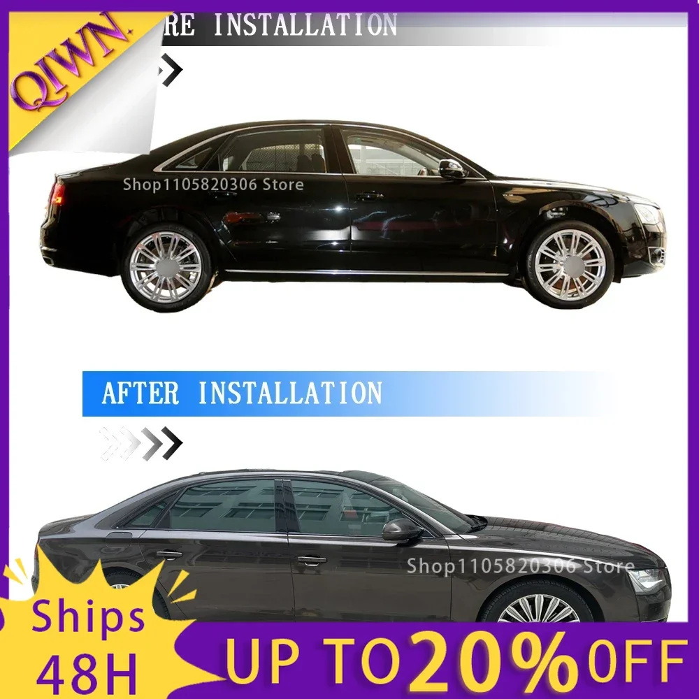 QIWN Glossy Black Chrome Delete Sticker for Audi S8 A8 D4 2011-2017 Car Window Exterior Trimy