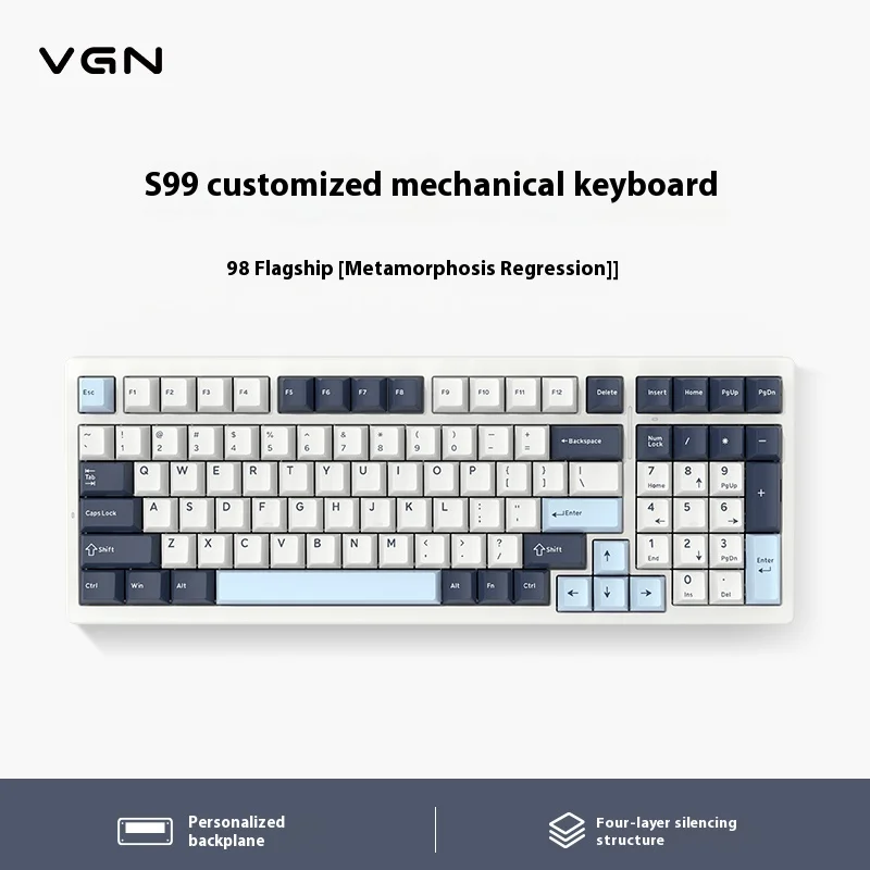 Vgn S99 Mechanical Keyboard Wireless Bluetooth Three Mode Hot Swap Single Key Slotting Gasket Structure Customized Keyboard Gift