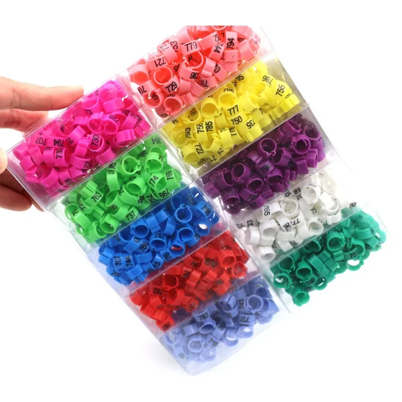 1000 sztuk Plastikowy pierścień na nogę ptaka 10 kolorów Przepiórka Papuga Kurczak Cyfrowe pierścienie dla gołębi Narzędzia do przenoszenia gołębi z numerem klipsa dla ptaków