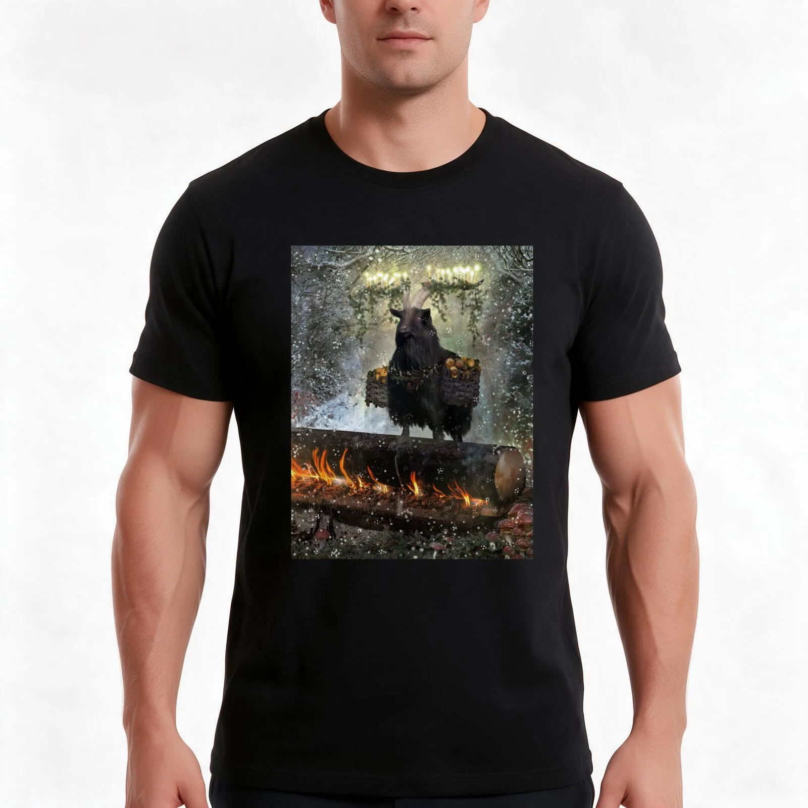 Goaty McGoaterson the Yule Goat T-Shirt, Summer Casual Cotton Tee, Oversized Streetwear Tops, Vintage Graphic Print, 100% Cotton