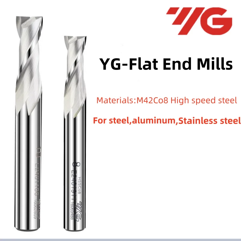 Imagem -02 - Moinho Flat End Hss-co Haste Redonda Flauta Fresa Espiral Ferramentas Cnc Router Bit E2401 E2412 D2.0-d20 1pc Yg1 M42