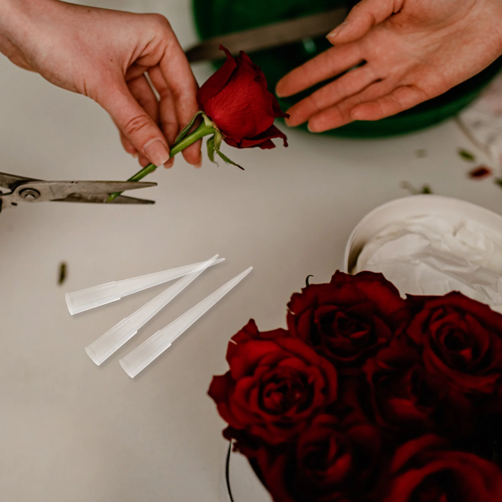 

50pcs Flower Mud Fixed Holder Transparent Plastic Floral Water Tubes For Fresh Artificial Flower Arrangement Diy Tools Wedding