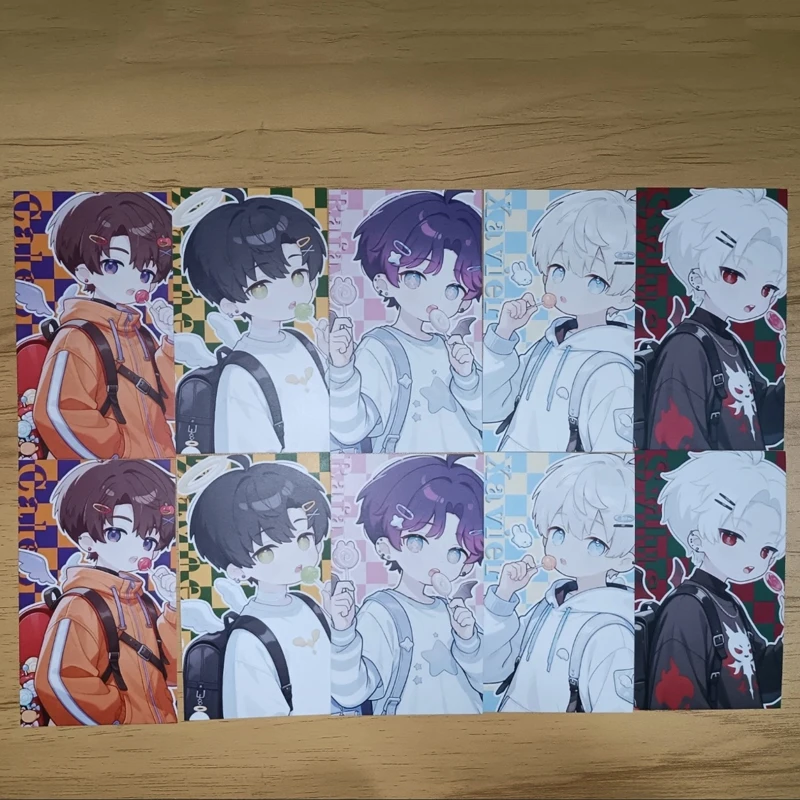 5Pcs/Set Lollipop Love and Deepspace Laser Card Xavier Zayne Rafayel ralayo Sylus Caleb  Cosplay Rounded Corners LOMO Card