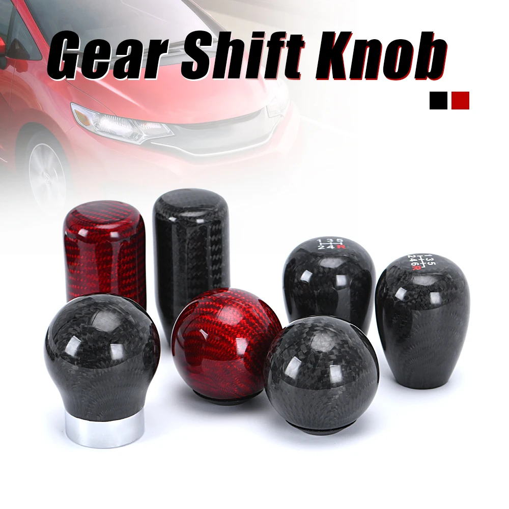 

Racing Real Carbon Fiber Gear Shift knob Manual Transmission Shifter Lever Knob Round Ball Shape Handle Knob with Adaptors