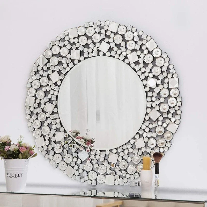European neoclassical art mirror round bathroom mirror entrance decorative mirror